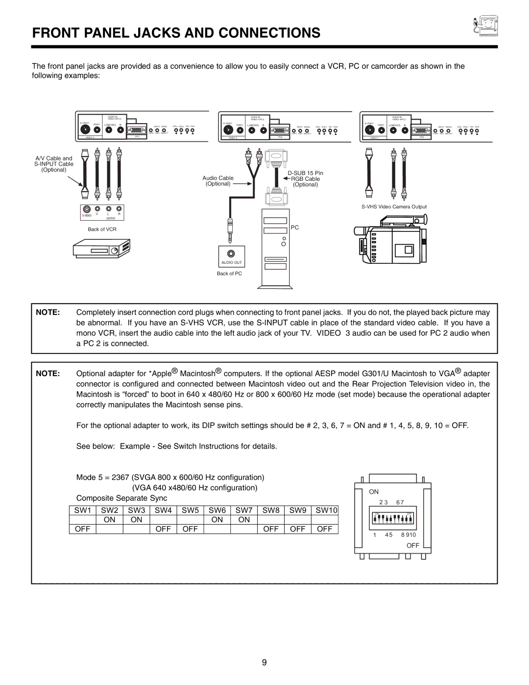 Marantz DL5500 specifications Front Panel Jacks and Connections 