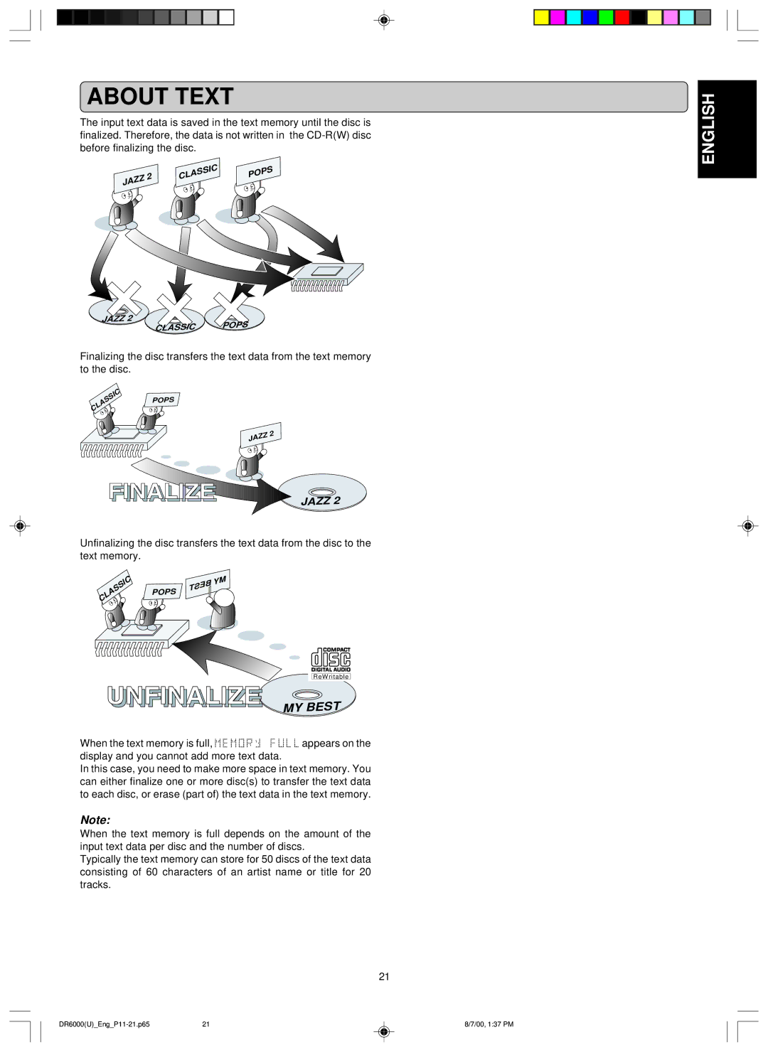 Marantz DR6000 manual About Text, Jazz 