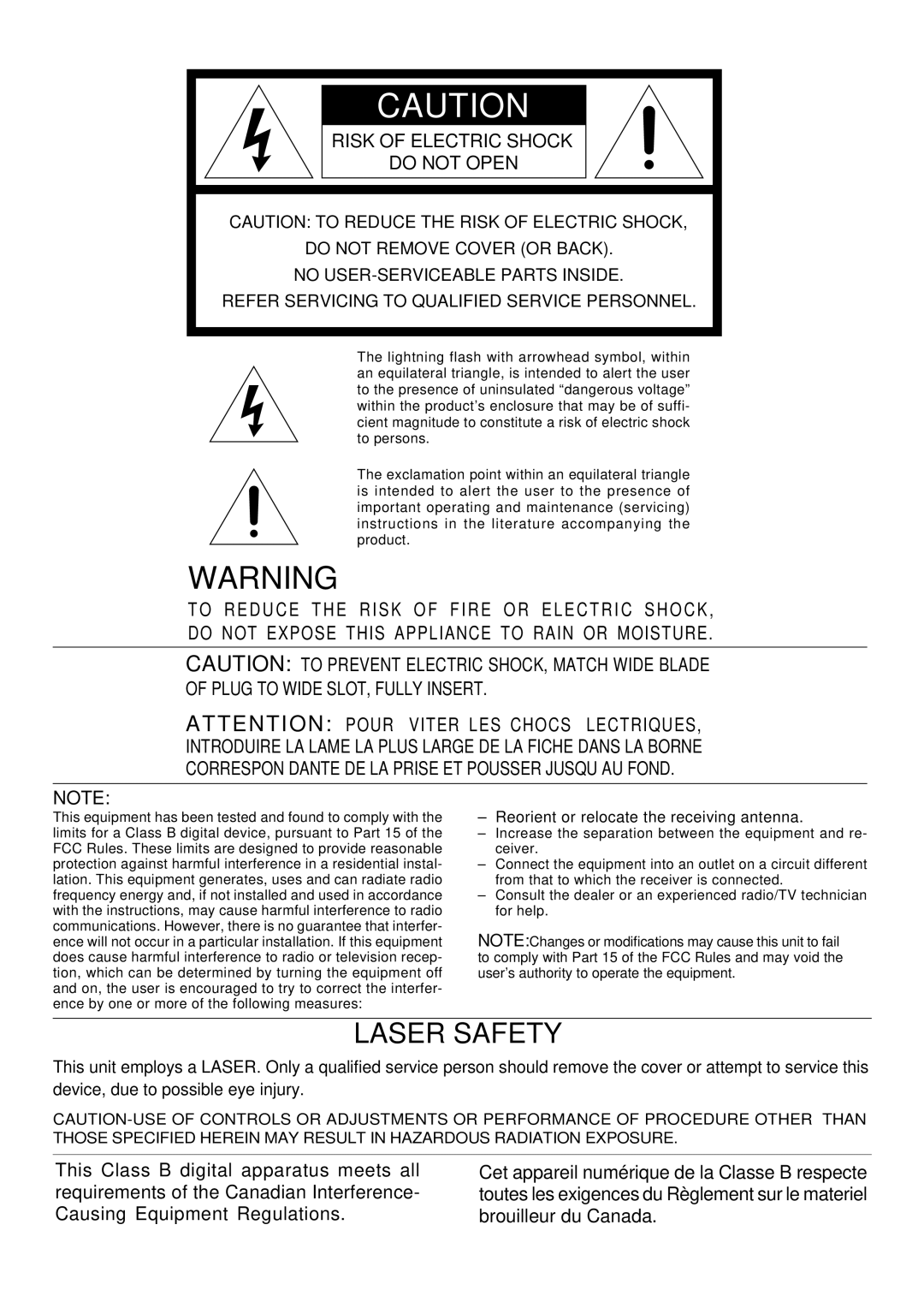 Marantz DR6050 manual Risk of Electric Shock Do not Open, Reorient or relocate the receiving antenna 