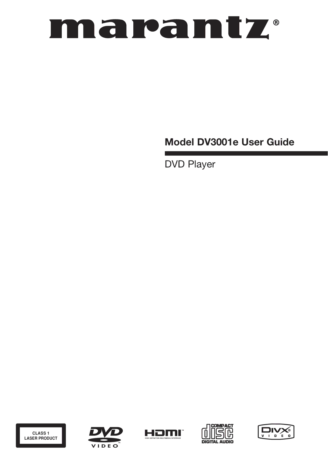 Marantz manual Model DV3001e User Guide 