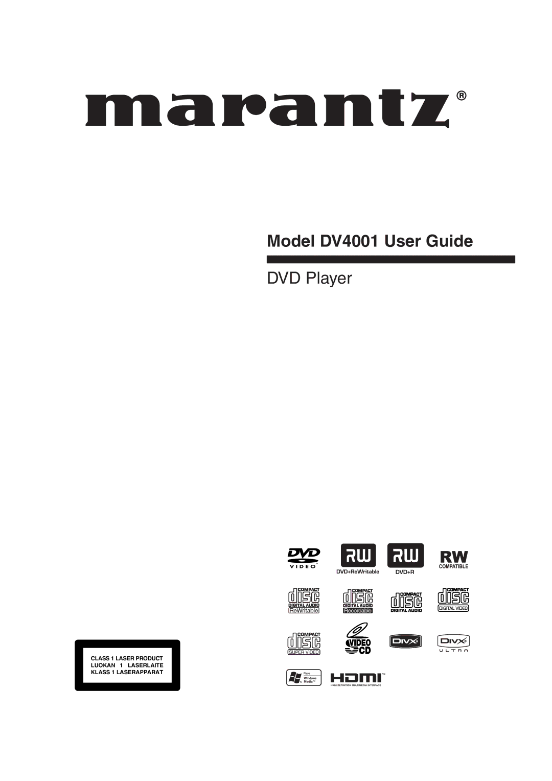 Marantz manual Model DV4001 User Guide 