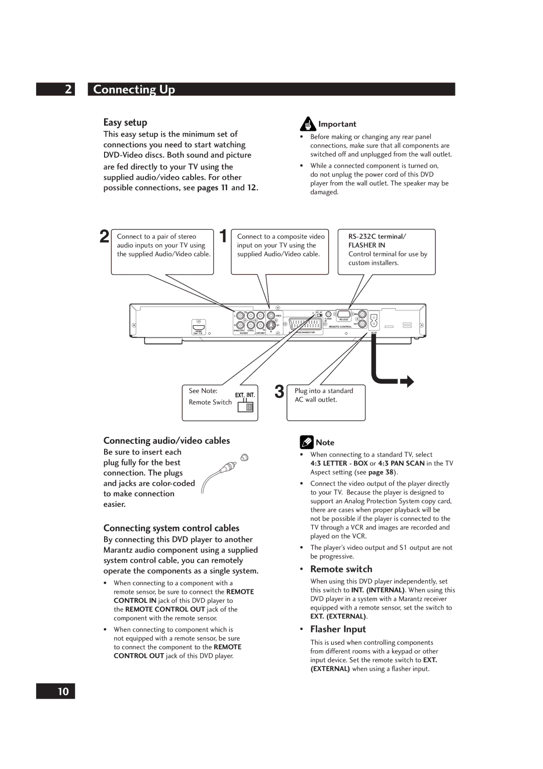 Marantz DV4001 manual Connecting Up, Easy setup 