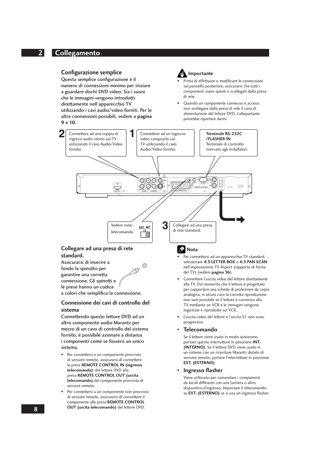 Marantz DV4001 manual Collegamento, Conﬁgurazione semplice 