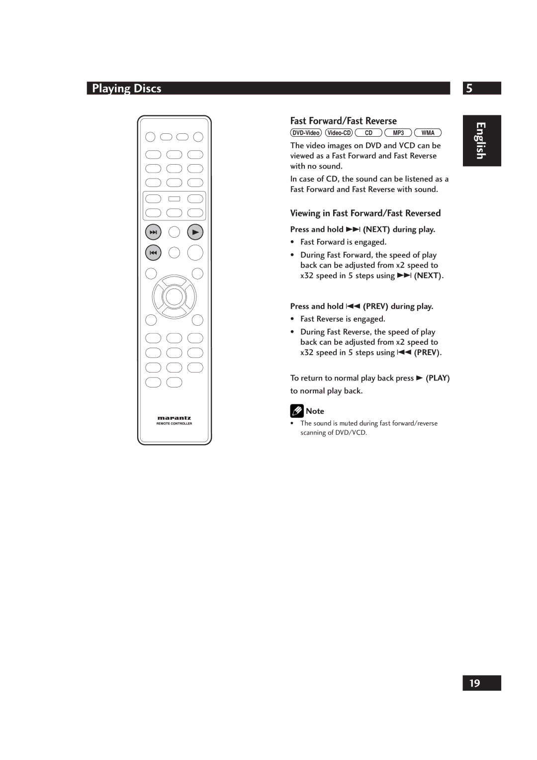 Marantz DV4001 manual Fast Forward/Fast Reverse, Fast Forward and Fast Reverse with sound, Fast Forward is engaged 