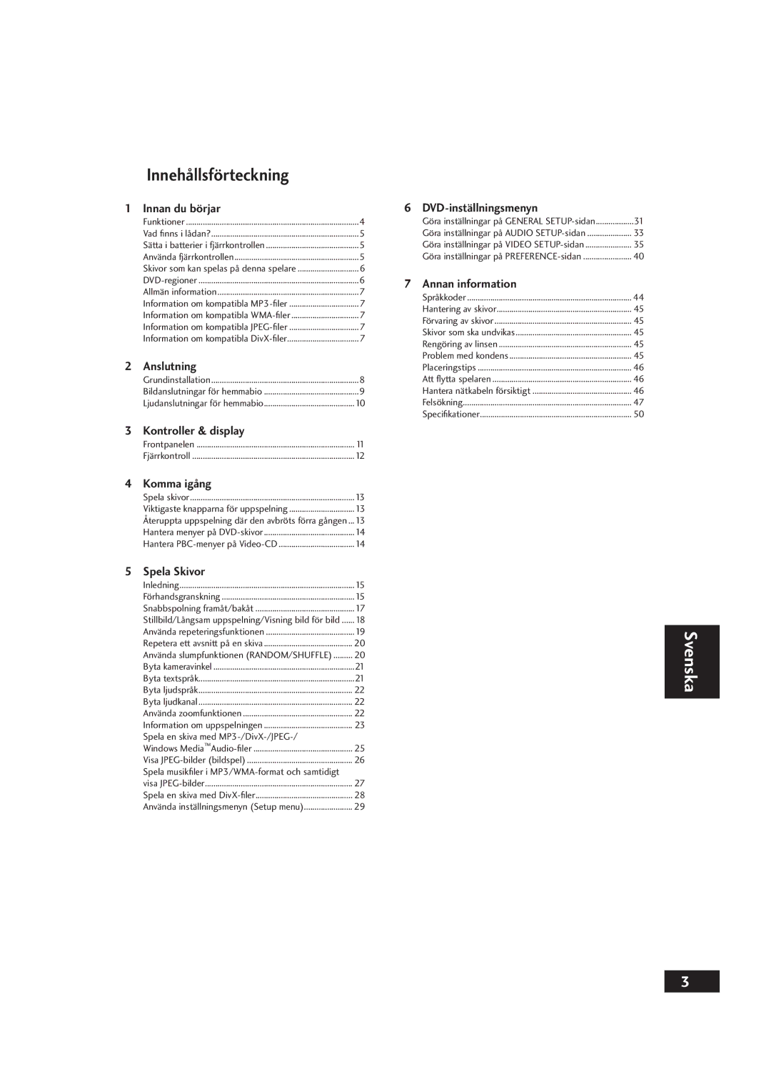 Marantz DV4001 manual Svenska 