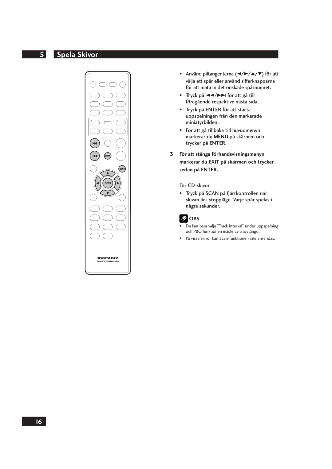 Marantz DV4001 manual På vissa skivor kan Scan-funktionen inte användas 