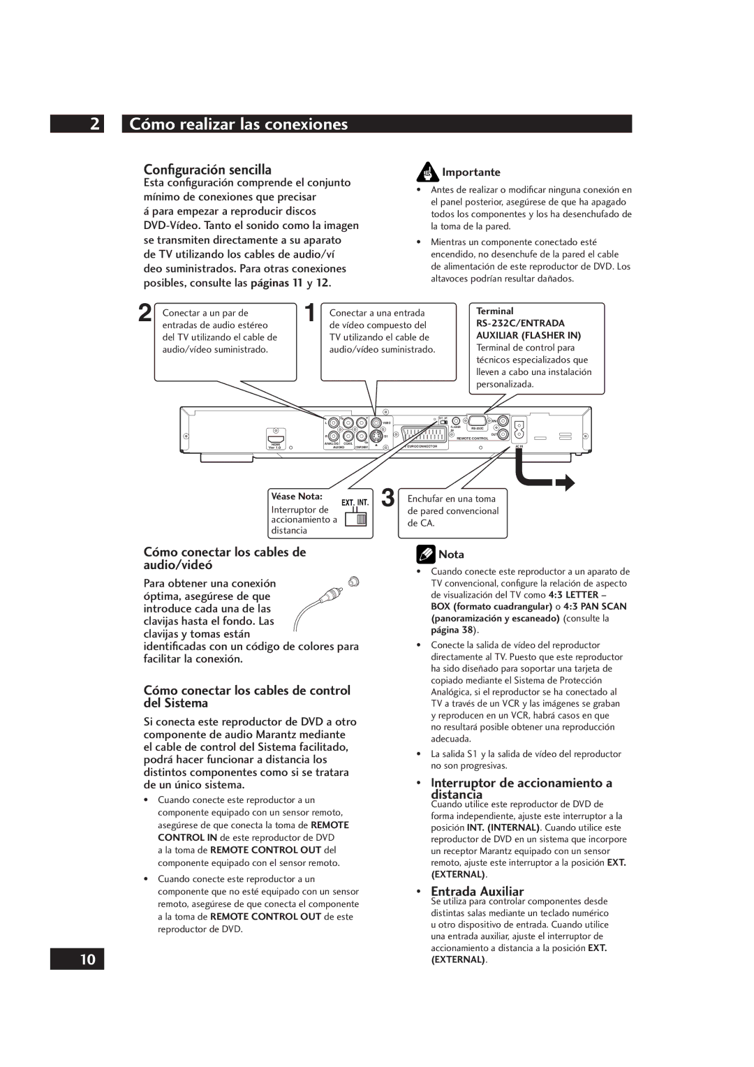 Marantz DV4001 manual Cómo realizar las conexiones, Conﬁguración sencilla 