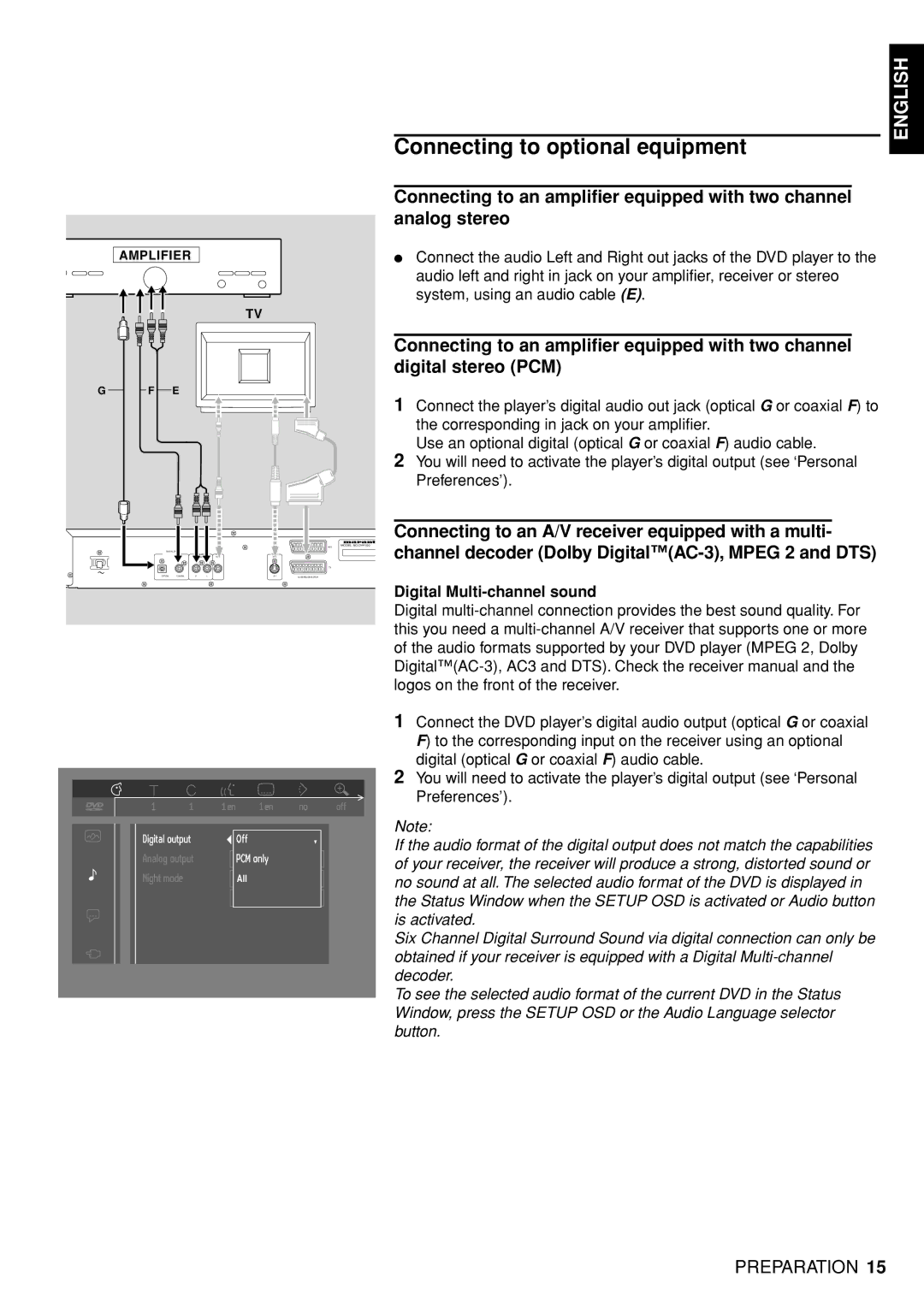 Marantz DV4100 manual Connecting to optional equipment, Connecting to an A/V receiver equipped with a multi 