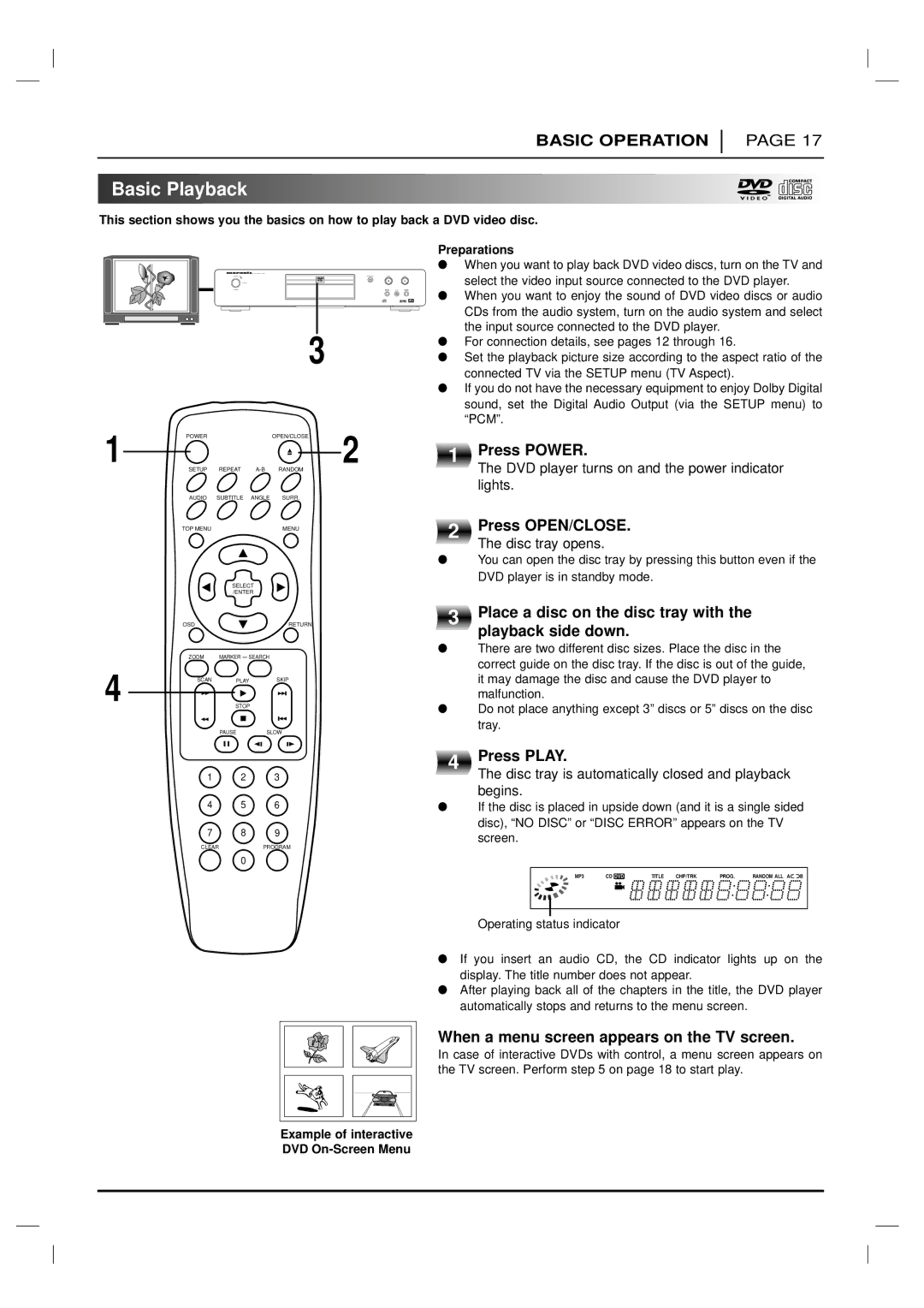 Marantz DV4200 manual Basic Playback 