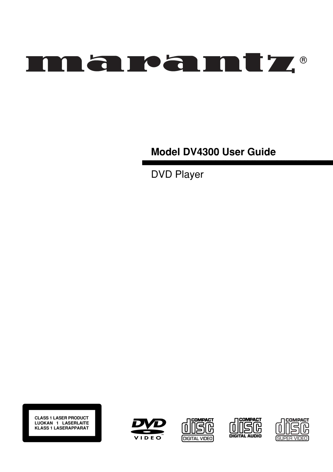 Marantz manual Model DV4300 User Guide 