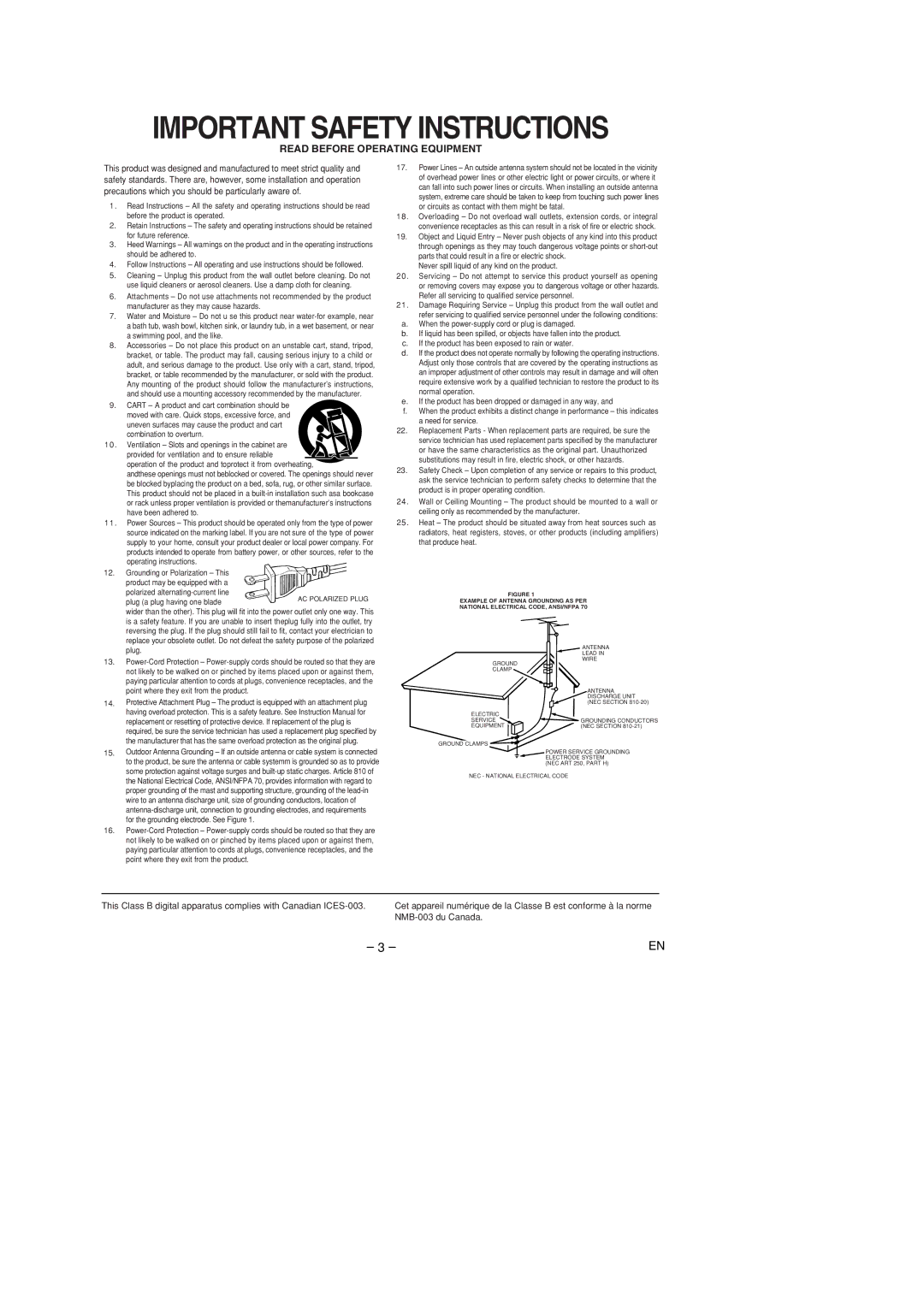 Marantz DV4400 manual Important Safety Instructions, Read Before Operating Equipment 