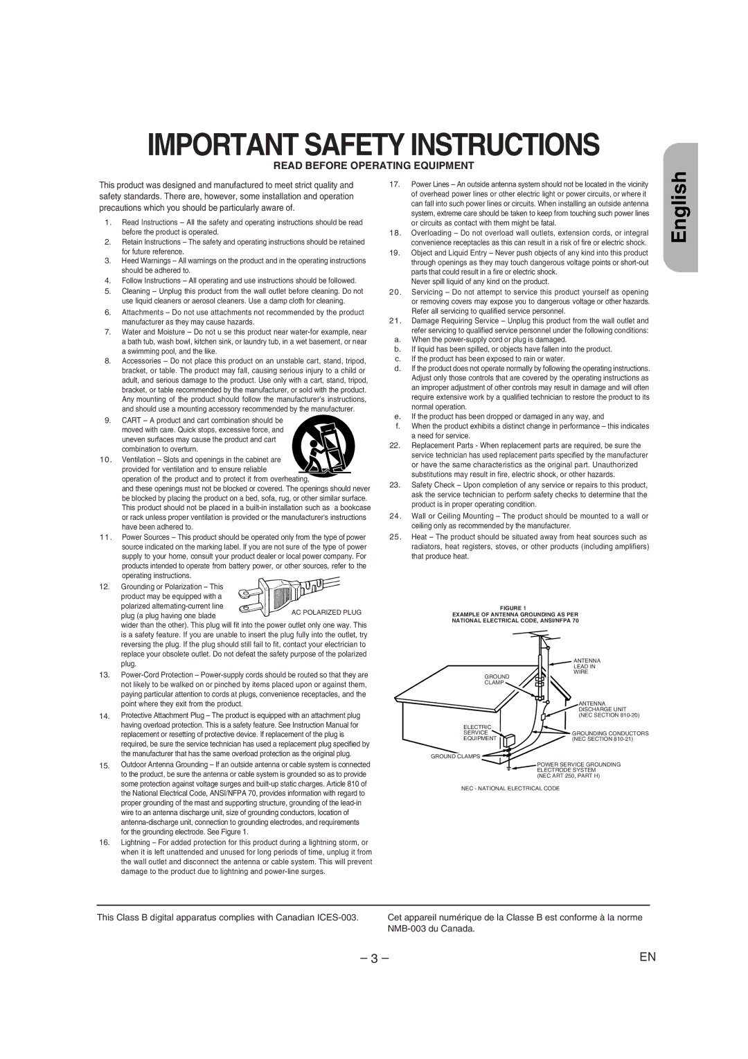 Marantz DV4500 manual Important Safety Instructions 