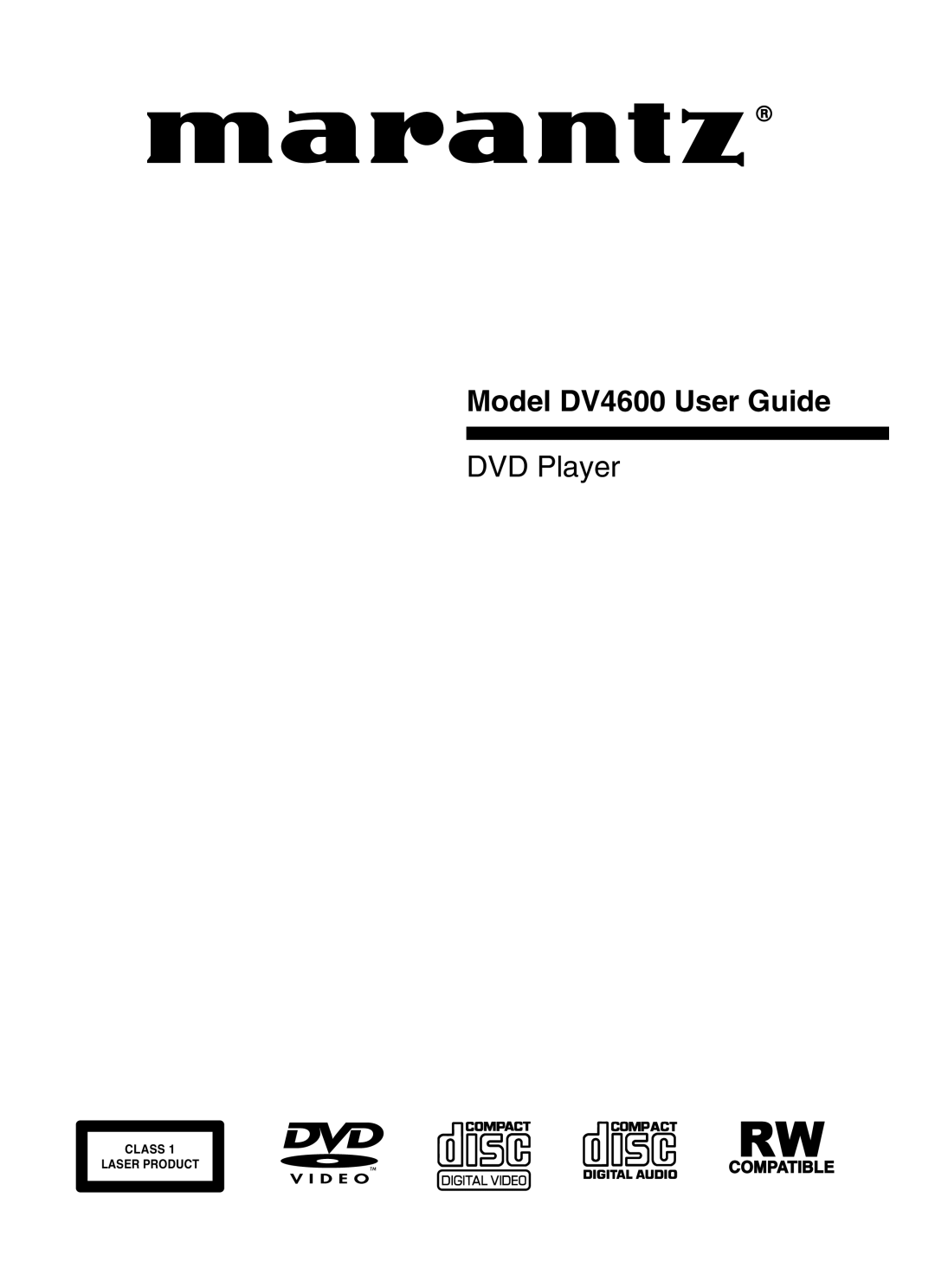 Marantz manual Model DV4600 User Guide 