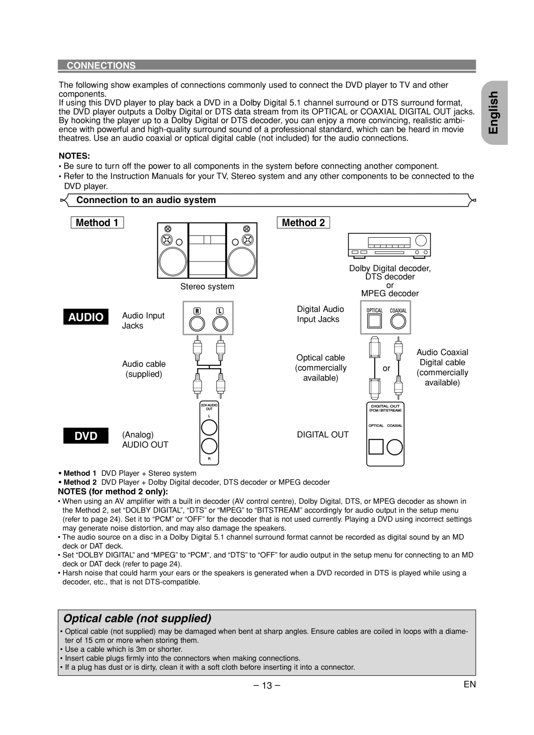 Marantz DV4600 manual Connection to an audio system, Digital OUT 