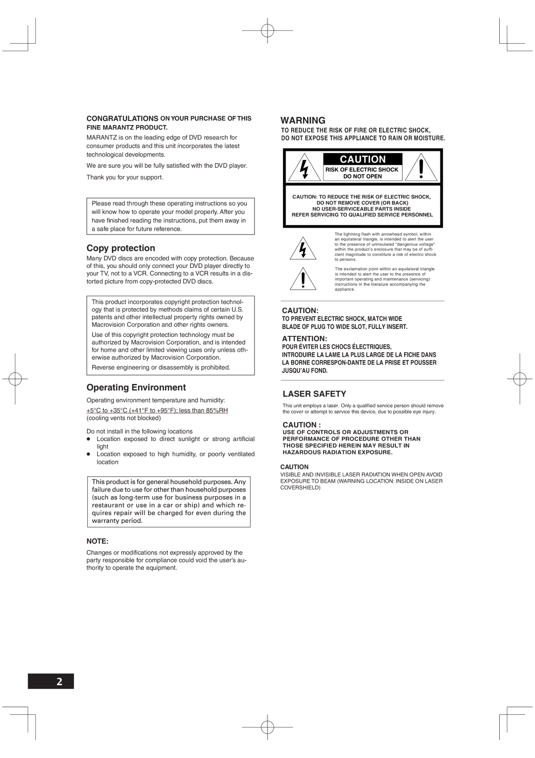 Marantz DV6001 manual Copy protection 