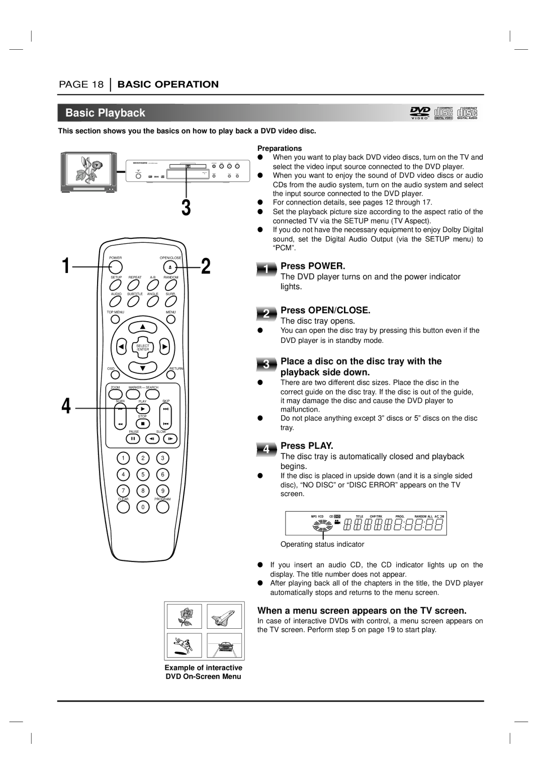 Marantz DV6200 manual Basic Playback 