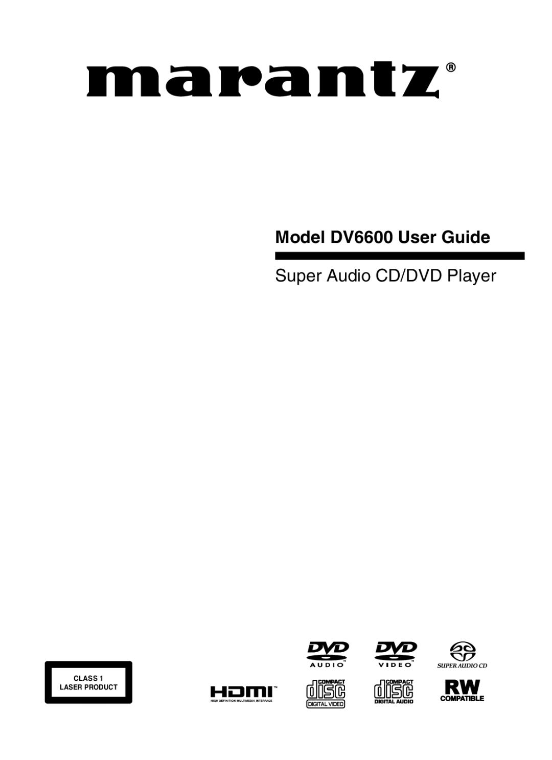 Marantz manual Model DV6600 User Guide 