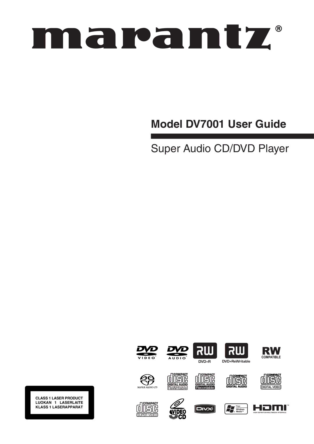 Marantz manual Model DV7001 User Guide 