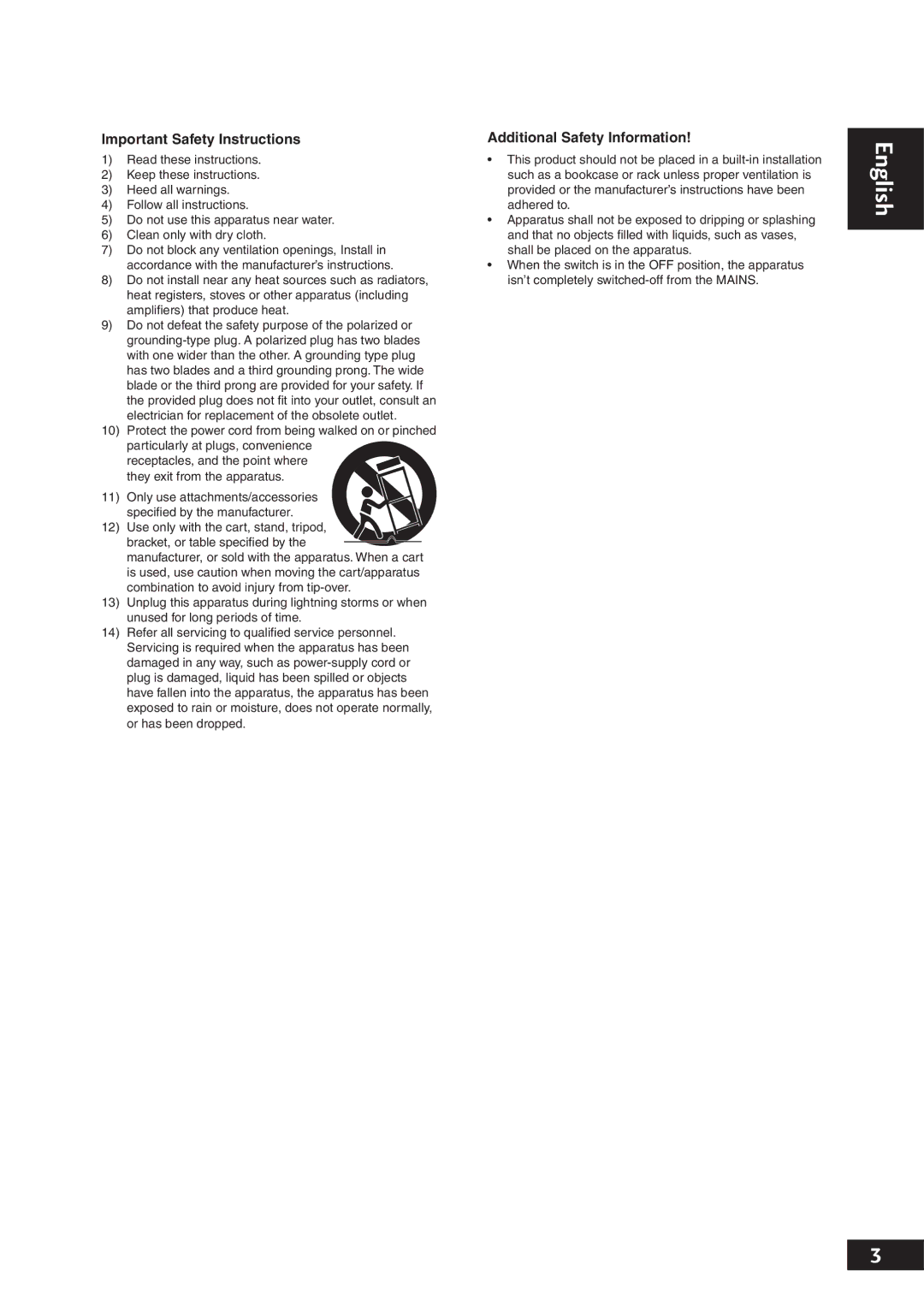 Marantz DV7001 manual English, Important Safety Instructions 