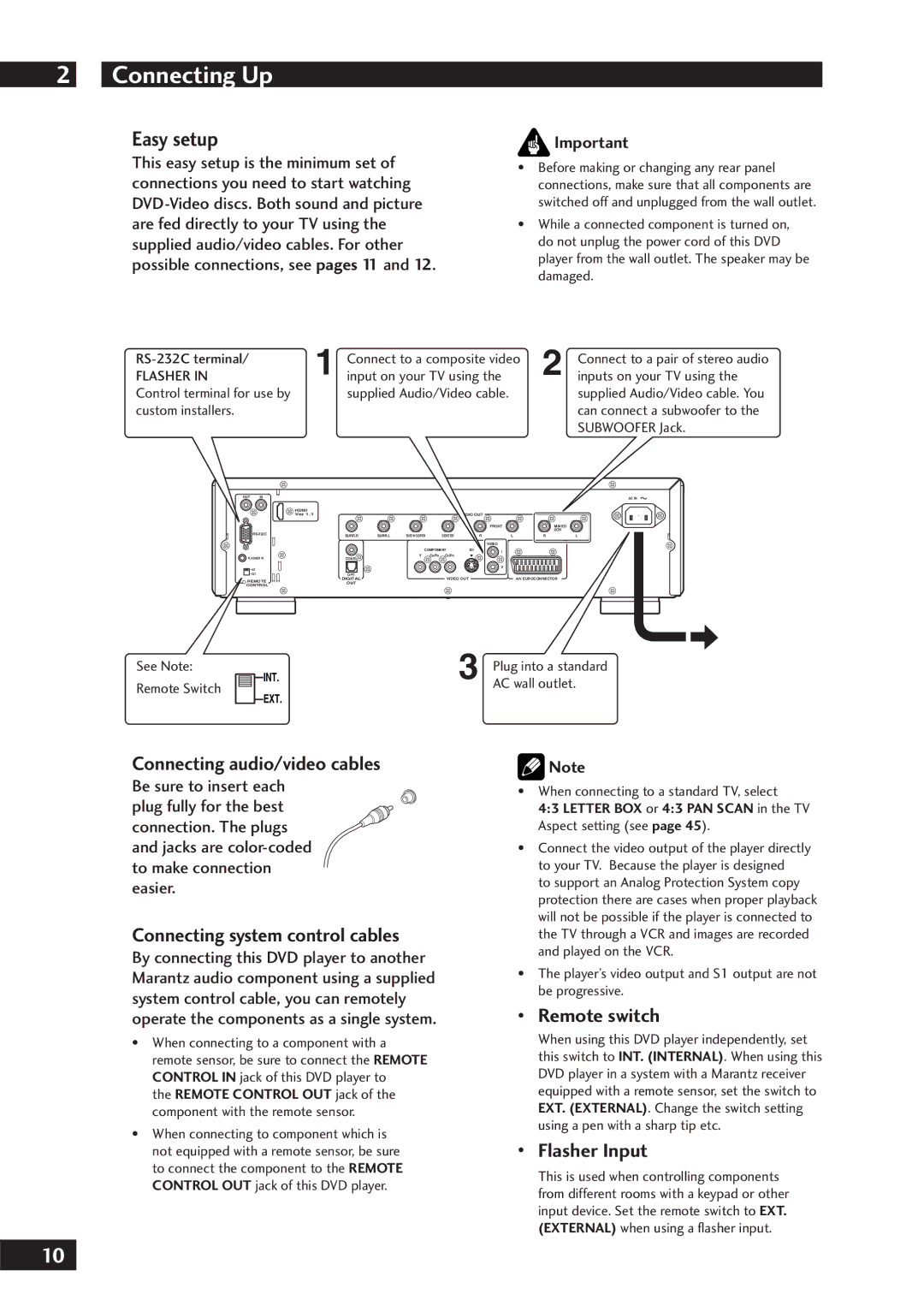 Marantz DV7001 manual Connecting Up, Easy setup 