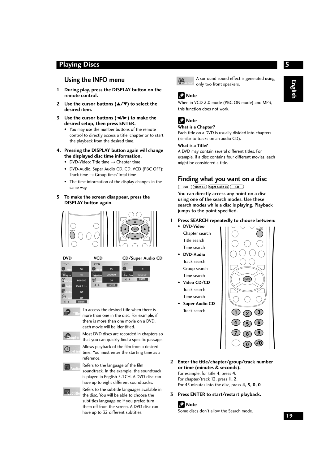 Marantz DV9500 manual Using the Info menu, Press Enter to start/restart playback 