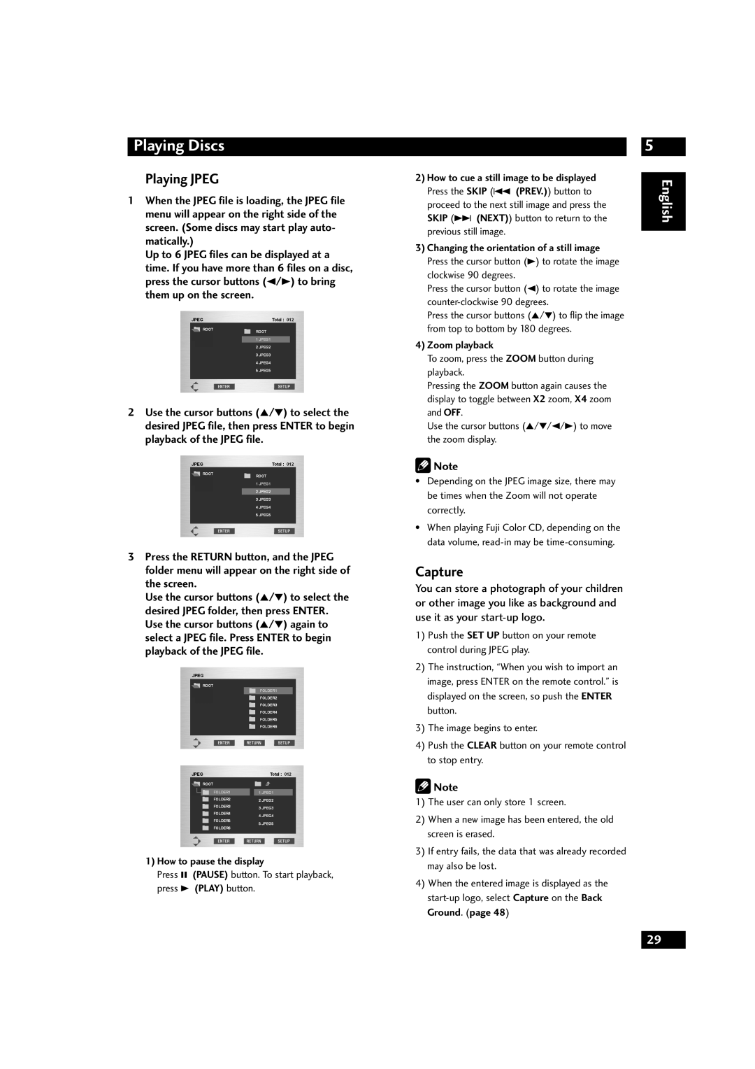 Marantz DV9500 manual Playing Jpeg, Zoom playback 