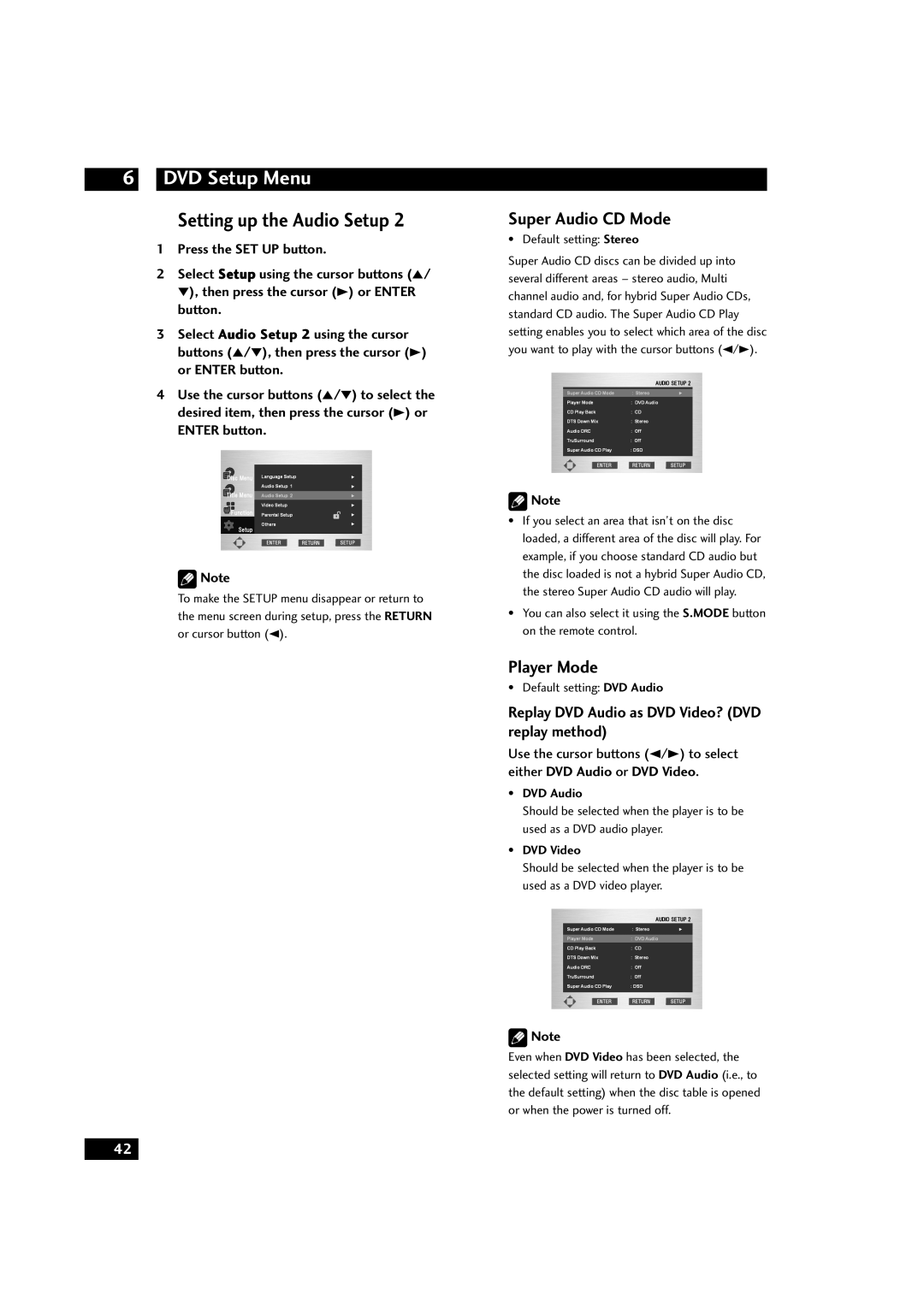 Marantz DV9500 manual Super Audio CD Mode, Player Mode, Either DVD Audio or DVD Video 