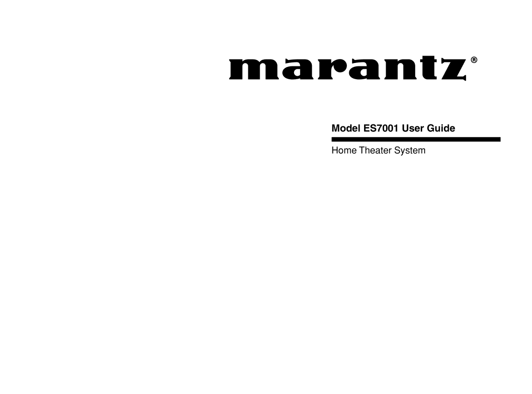 Marantz manual Model ES7001 User Guide 