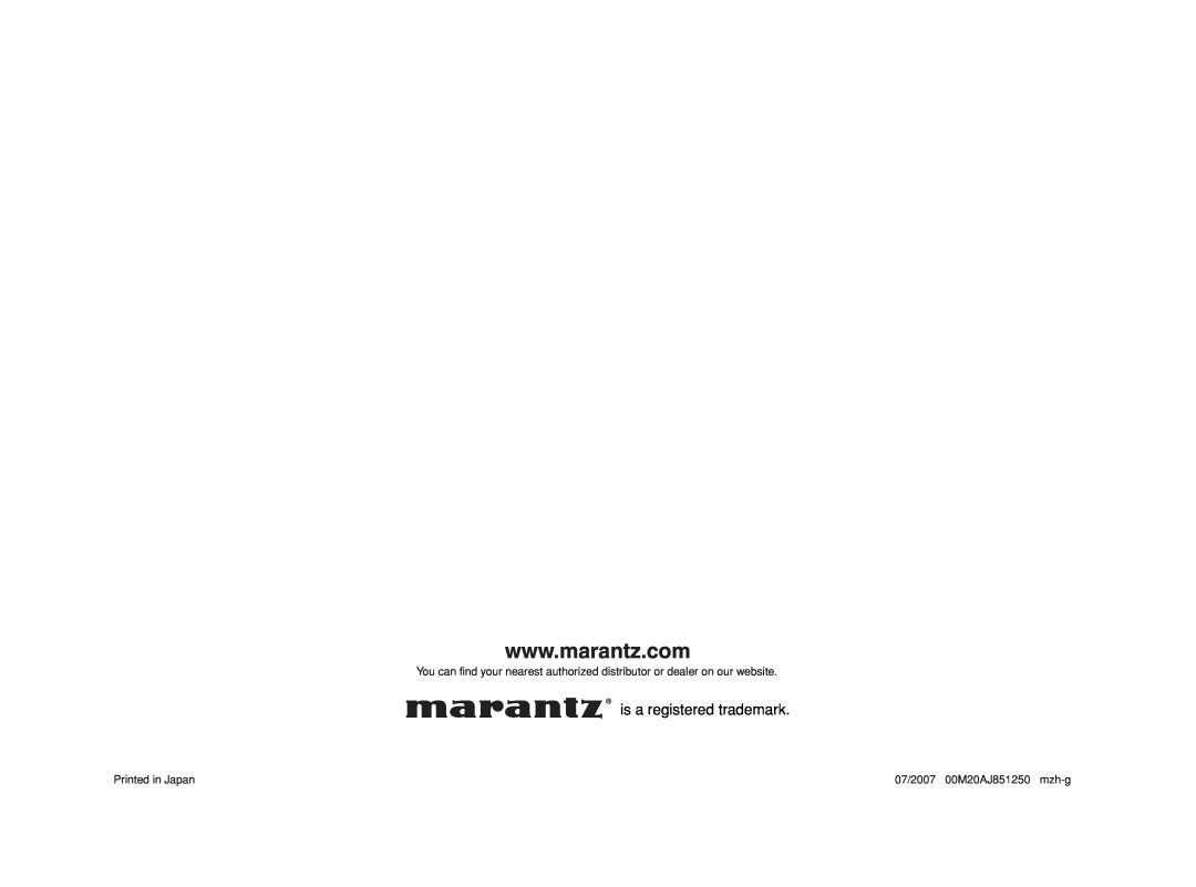 Marantz ES7001 manual is a registered trademark 