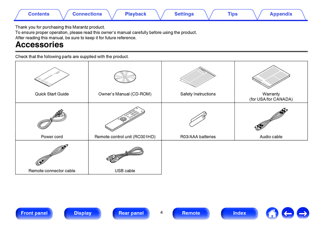 Marantz HD-DAC1 owner manual Accessories 