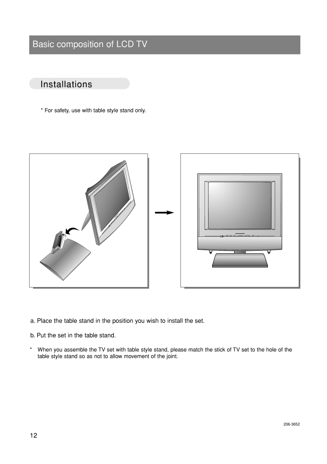 Marantz LC1500 manual Basic composition of LCD TV, Installations 