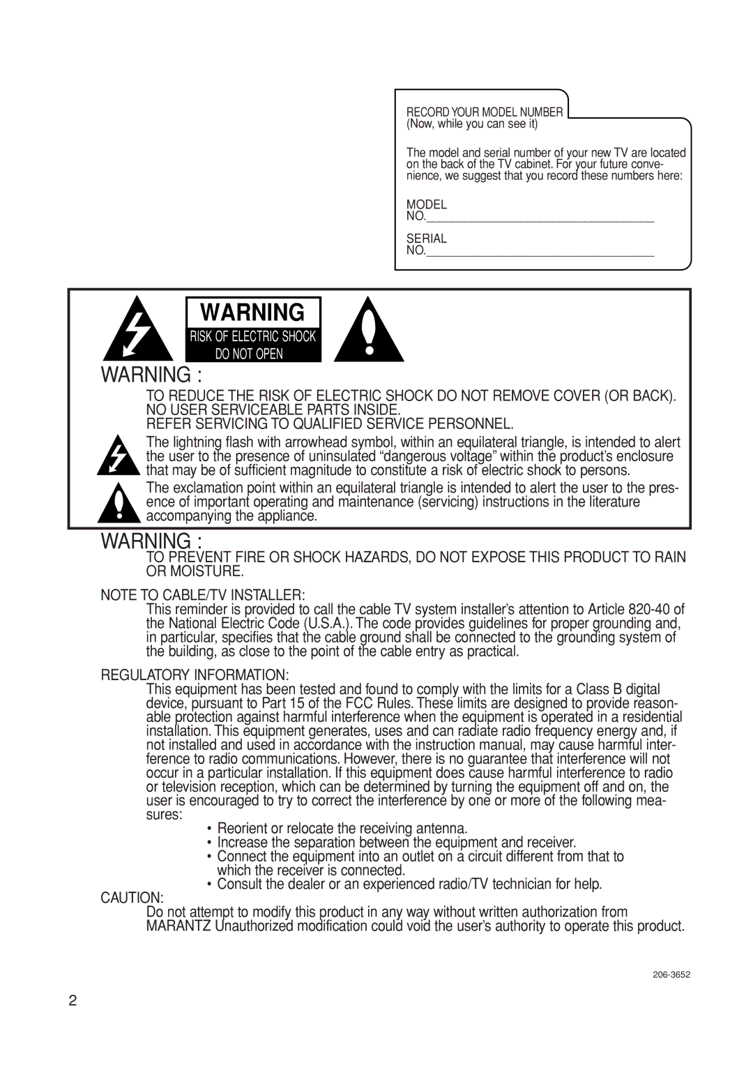 Marantz LC1500 manual Regulatory Information 