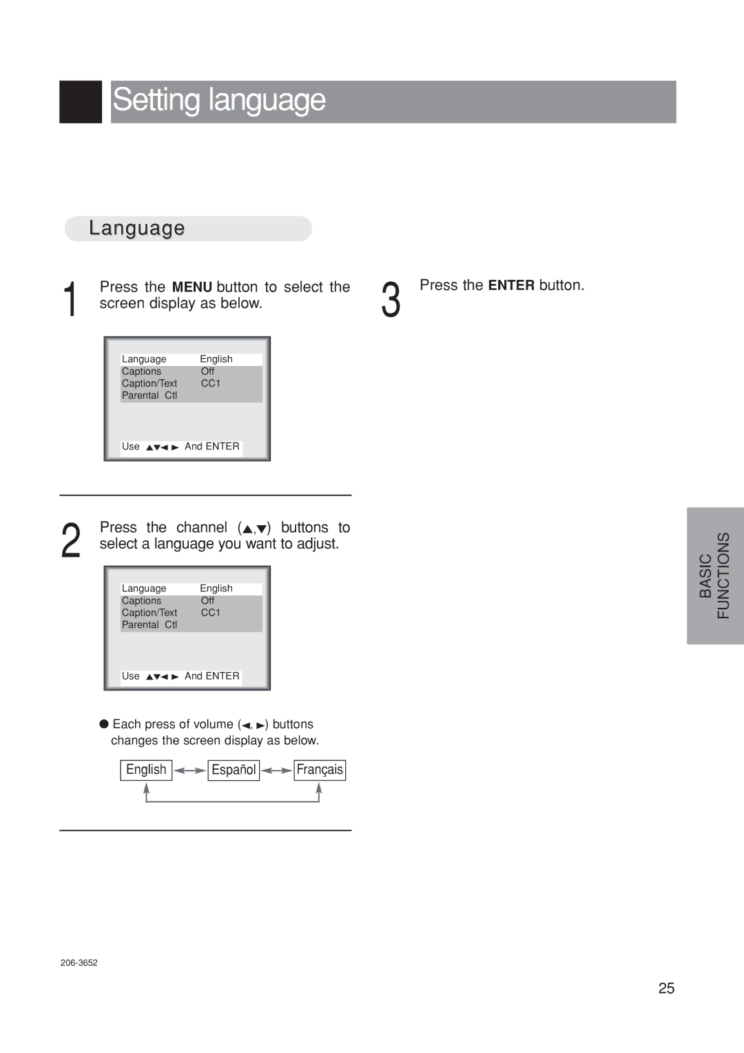 Marantz LC1500 manual Setting language, Language 