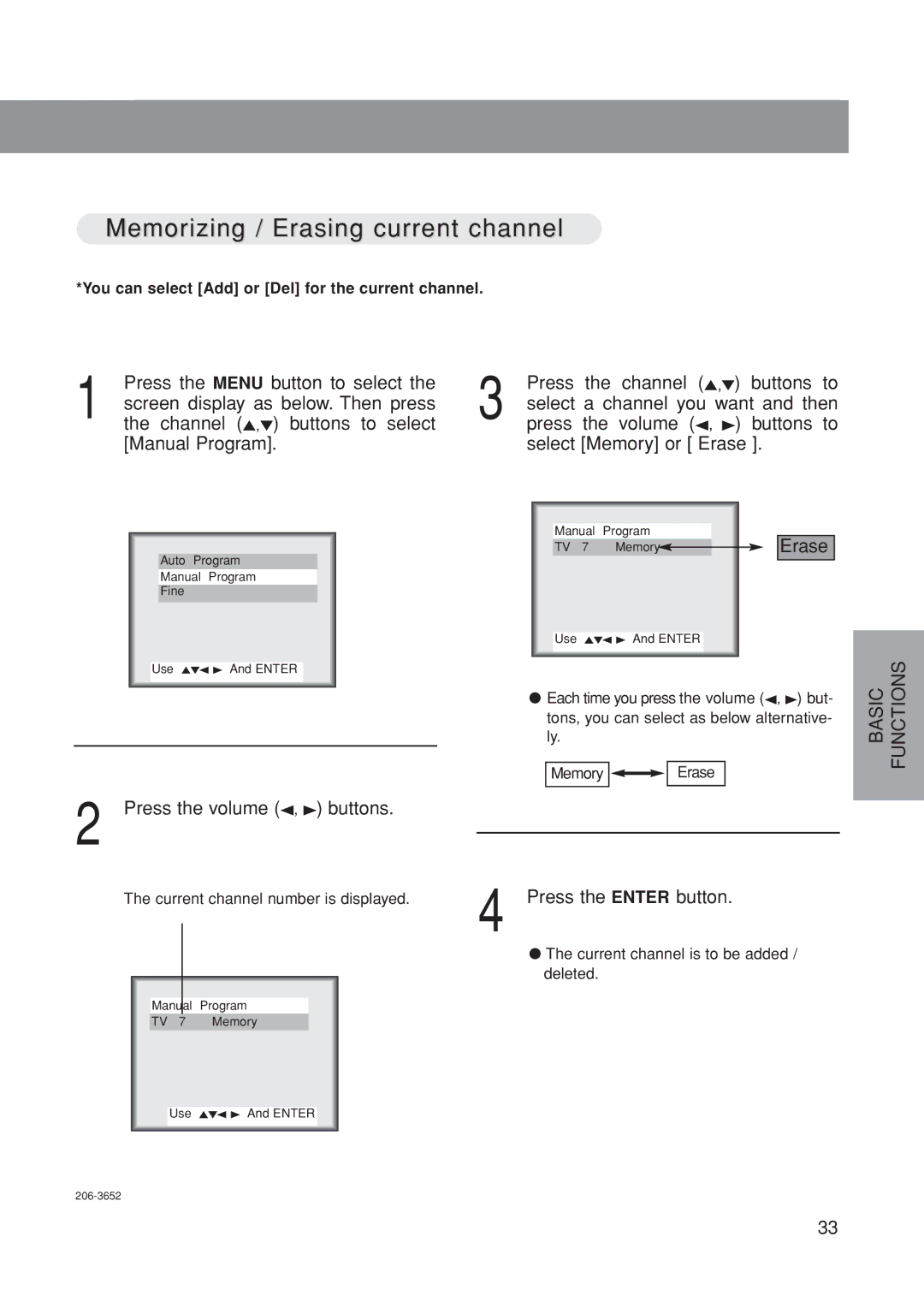 Marantz LC1500 manual Memorizing / Erasing current channel 