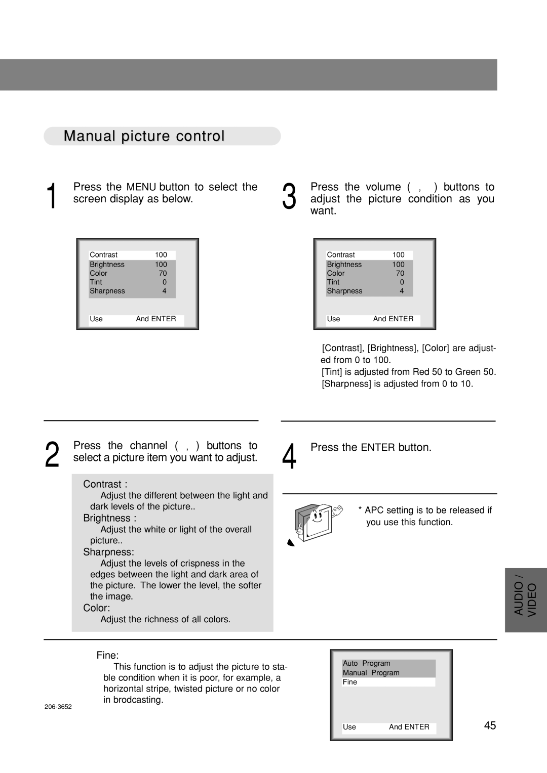 Marantz LC1500 manual Manual picture control, Want.adjust the picture condition as you 