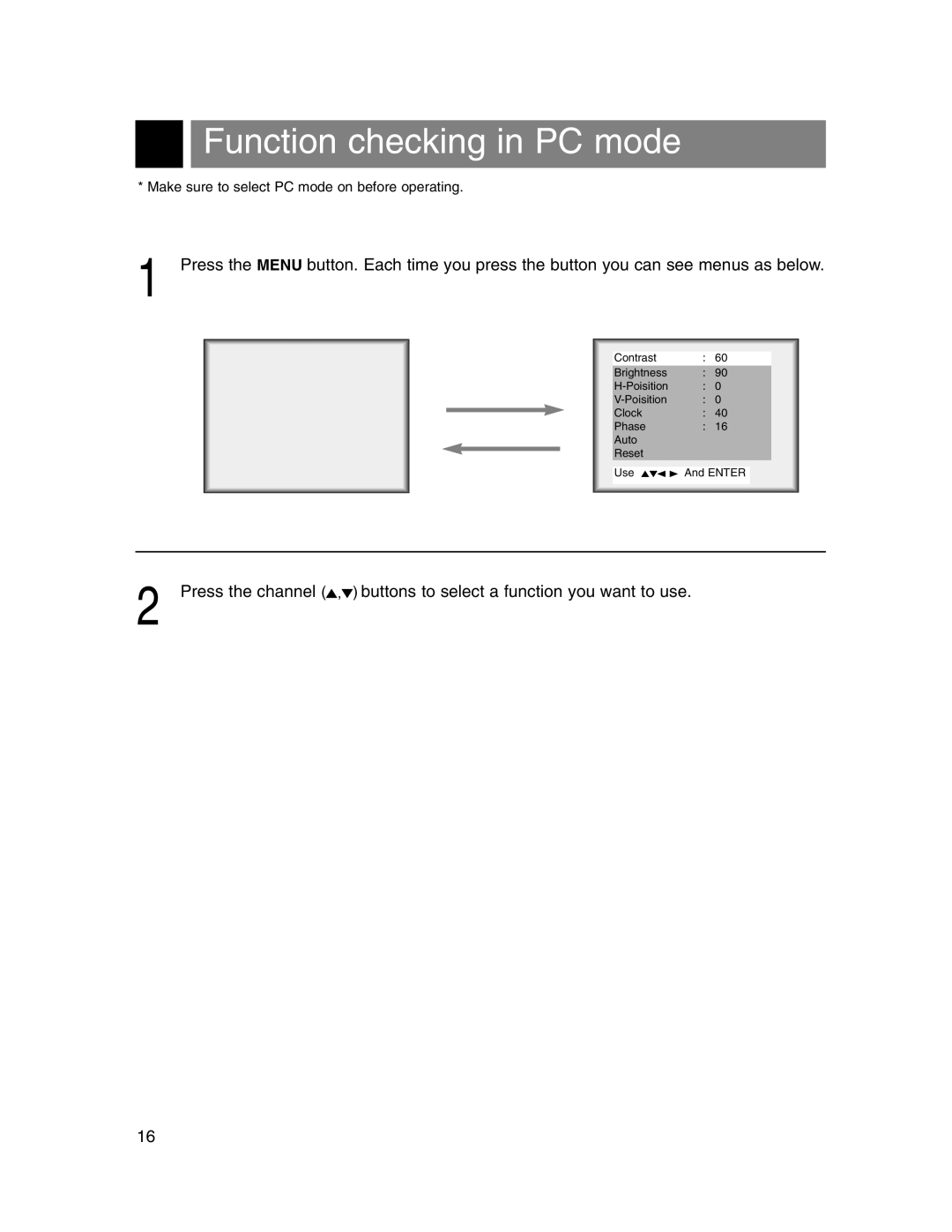 Marantz LC1510 manual Function checking in PC mode 