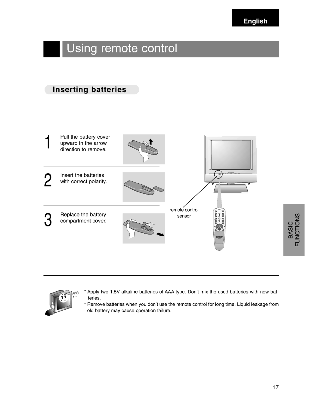 Marantz LC1510 manual Using remote control, Inserting batteries 