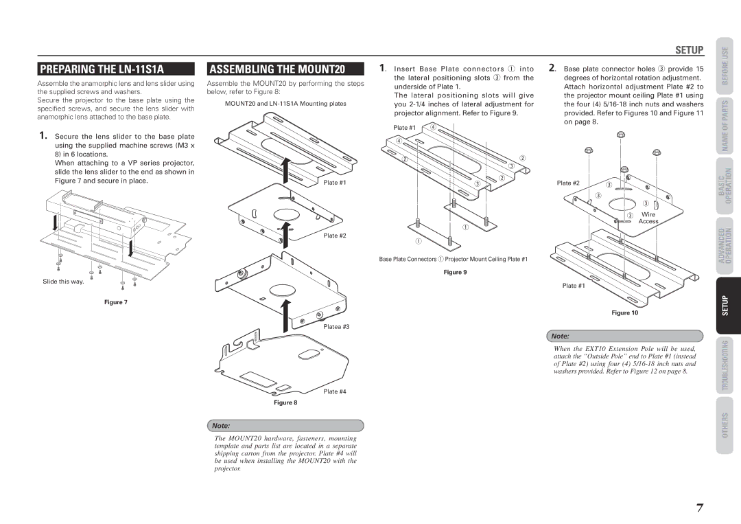 Marantz manual Preparing the LN-11S1A, Assembling the MOUNT20 