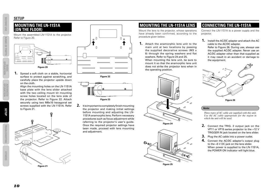 Marantz manual Mounting the LN-11S1A, On the Floor, Connecting the LN-11S1A 