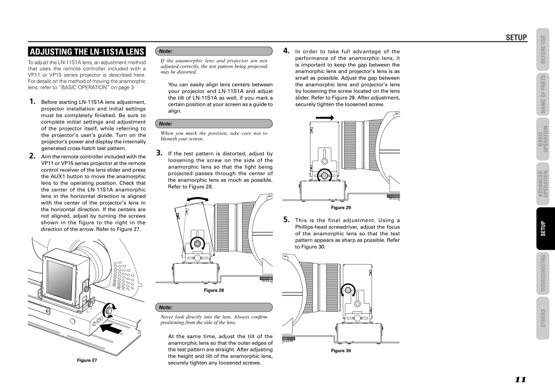 Marantz manual Adjusting the LN-11S1A Lens 