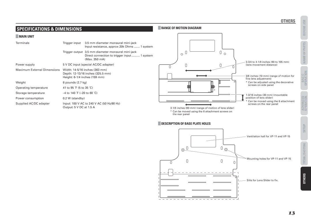 Marantz LN-11S1A manual Specifications & Dimensions, Main Unit 