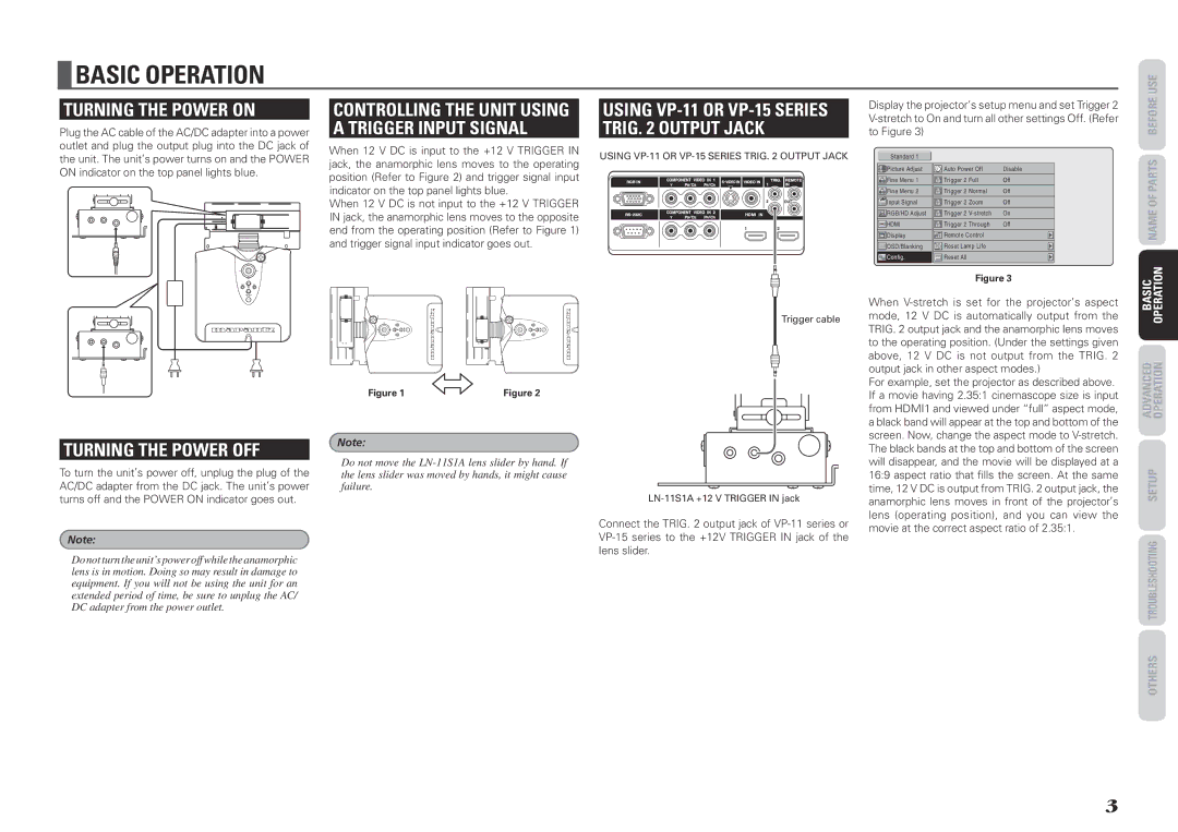 Marantz LN-11S1A manual Basic Operation, Turning the Power on, Turning the Power OFF 