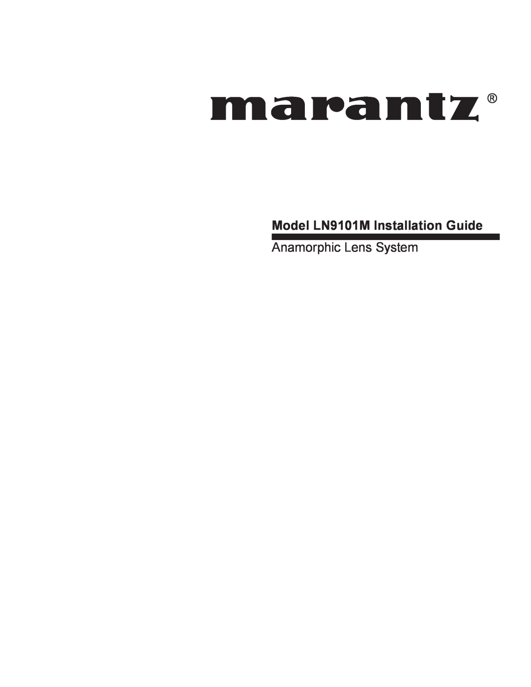 Marantz manual Model LN9101M Installation Guide, Anamorphic Lens System 