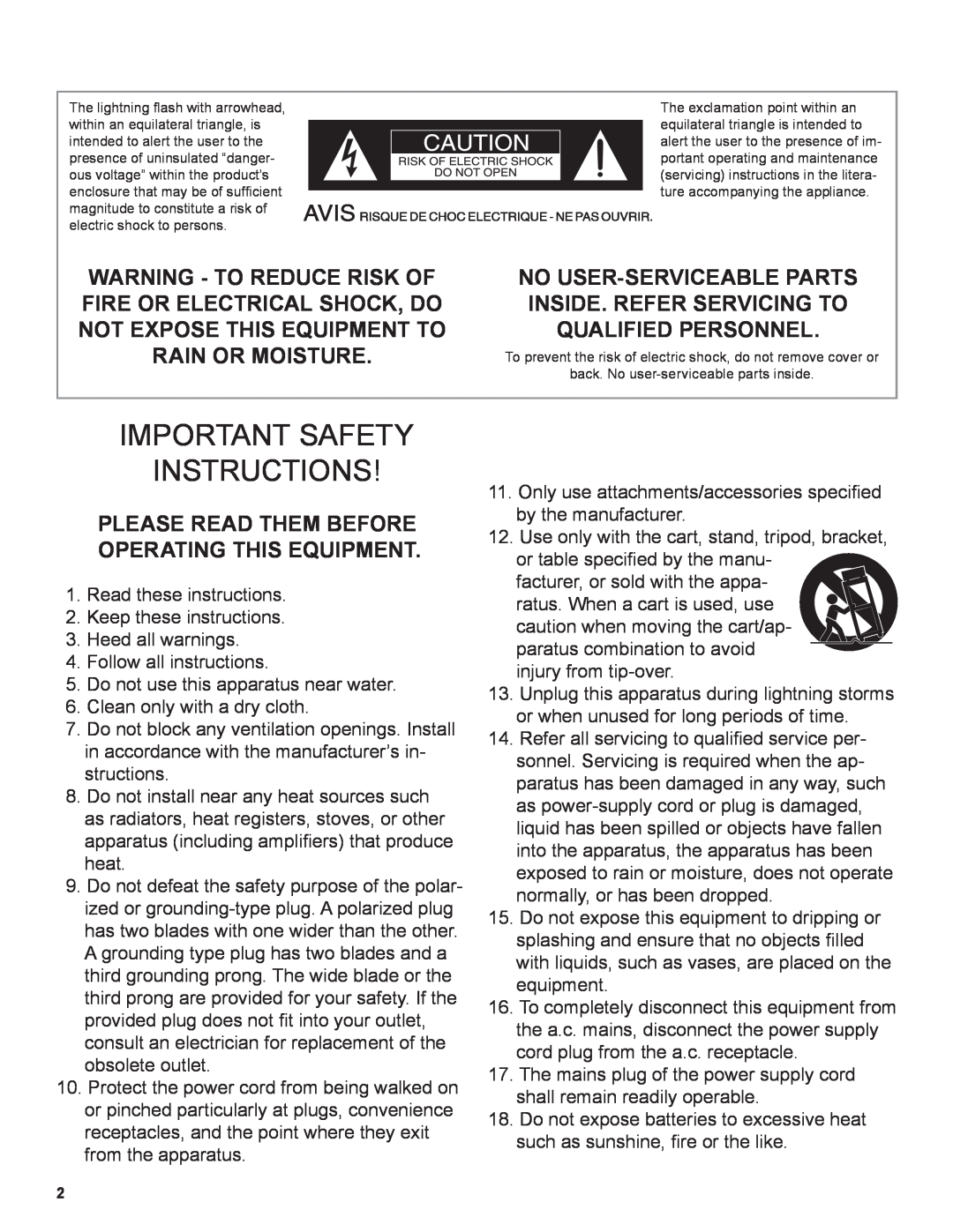 Marantz LN9101M manual Important Safety Instructions 