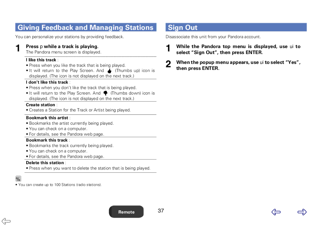 Marantz M-CR510 appendix Giving Feedback and Managing Stations Sign Out 