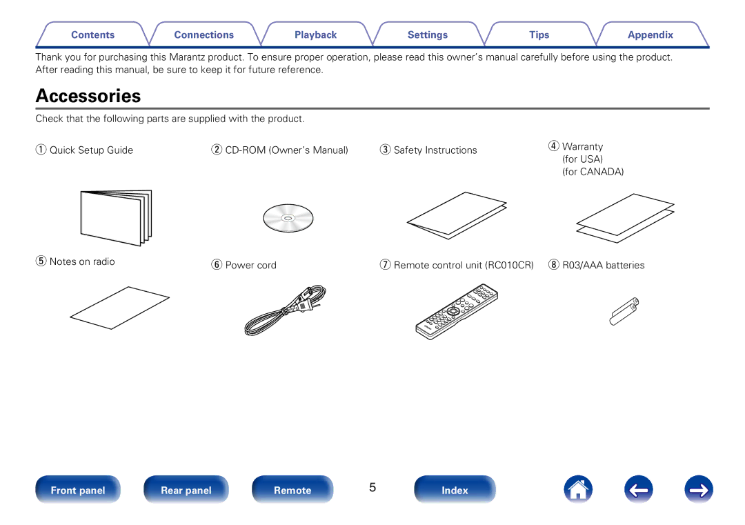 Marantz M-CR510 appendix Accessories 