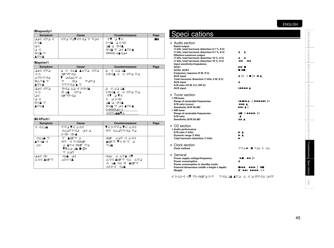 Marantz M-CR603 manual Speciﬁcations, GRhapsodyH 