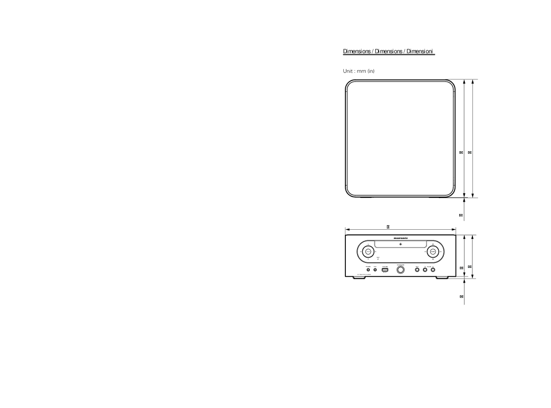 Marantz M-CR603 manual Dimensions / Dimensions / Dimensioni 