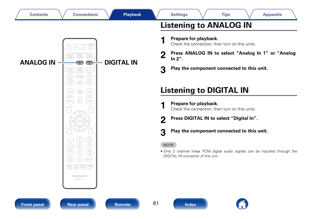 Marantz M-CR610 appendix Listening to Digital, Check the connection, then turn on this units 