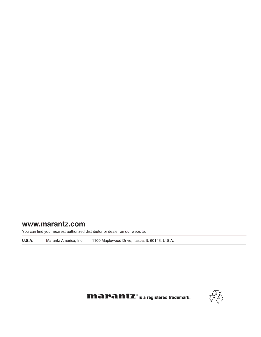 Marantz MA-9S1 manual Is a registered trademark 